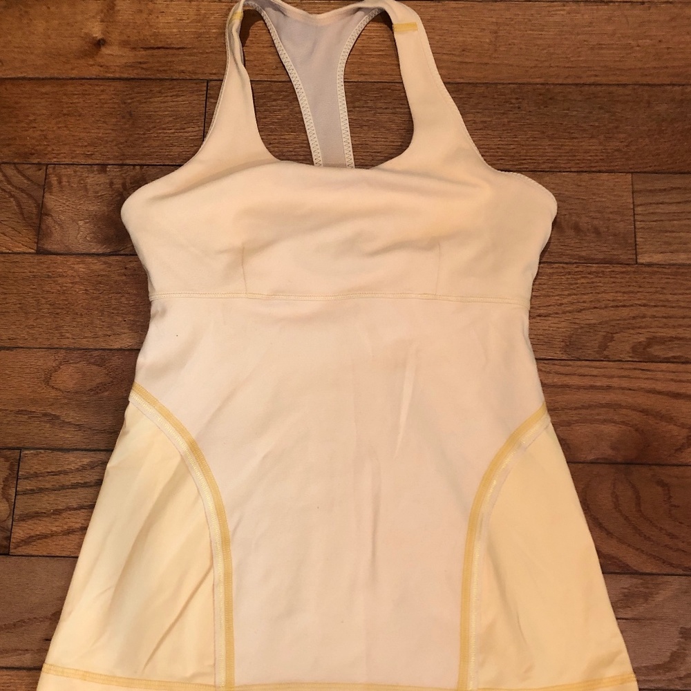 lululemon yellow racer back tank 8 built in bra